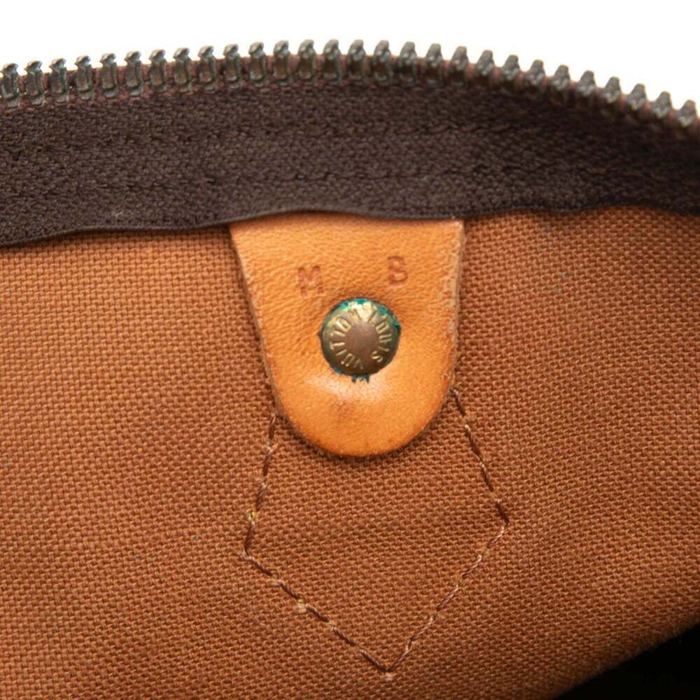 LOUIS VUITTON Authentic Brown Monogram Leather Speedy 35 Boston Bag - Picture 7 of 8
